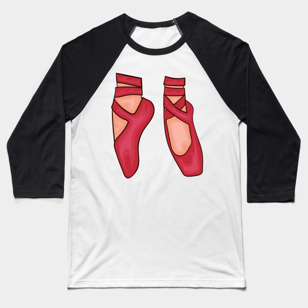 Red Ballet Shoes Baseball T-Shirt by CatsAreAmazing1